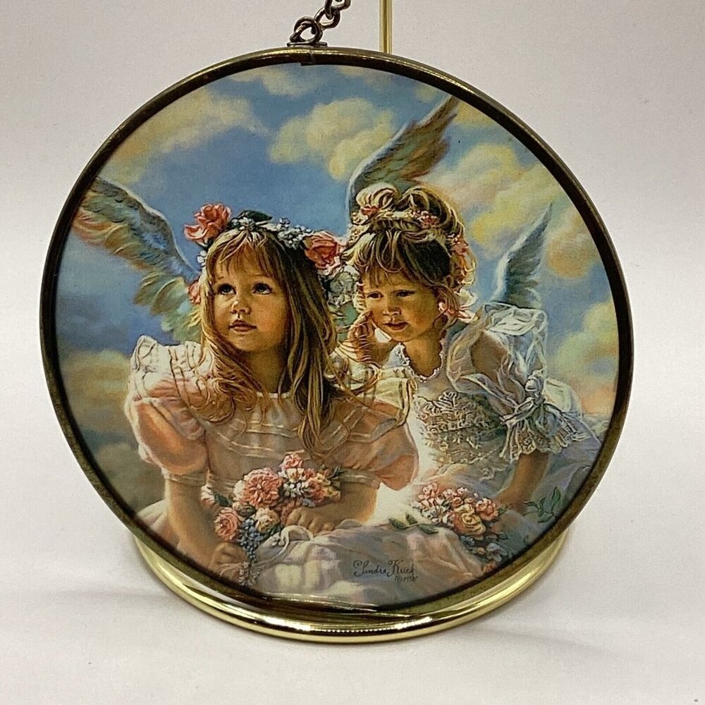 1990s Enesco Via Vermont Sandra Kuck Art Stained Glass Suncatcher-Ornament